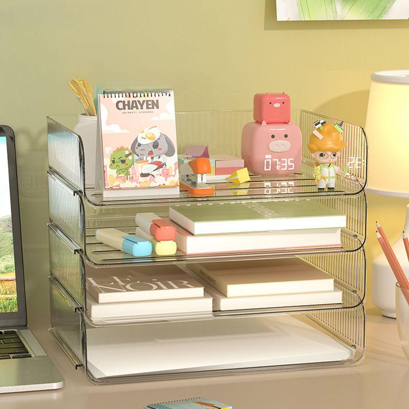 Stackable Transparent Desk Organizer for Office Supplies