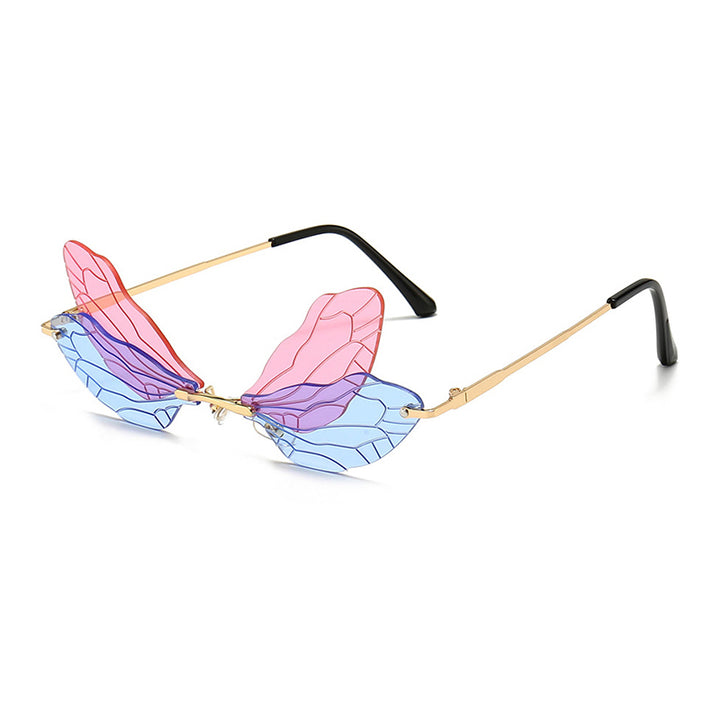 Rimless Dragonfly Wing Sunglasses with UV400 Protection