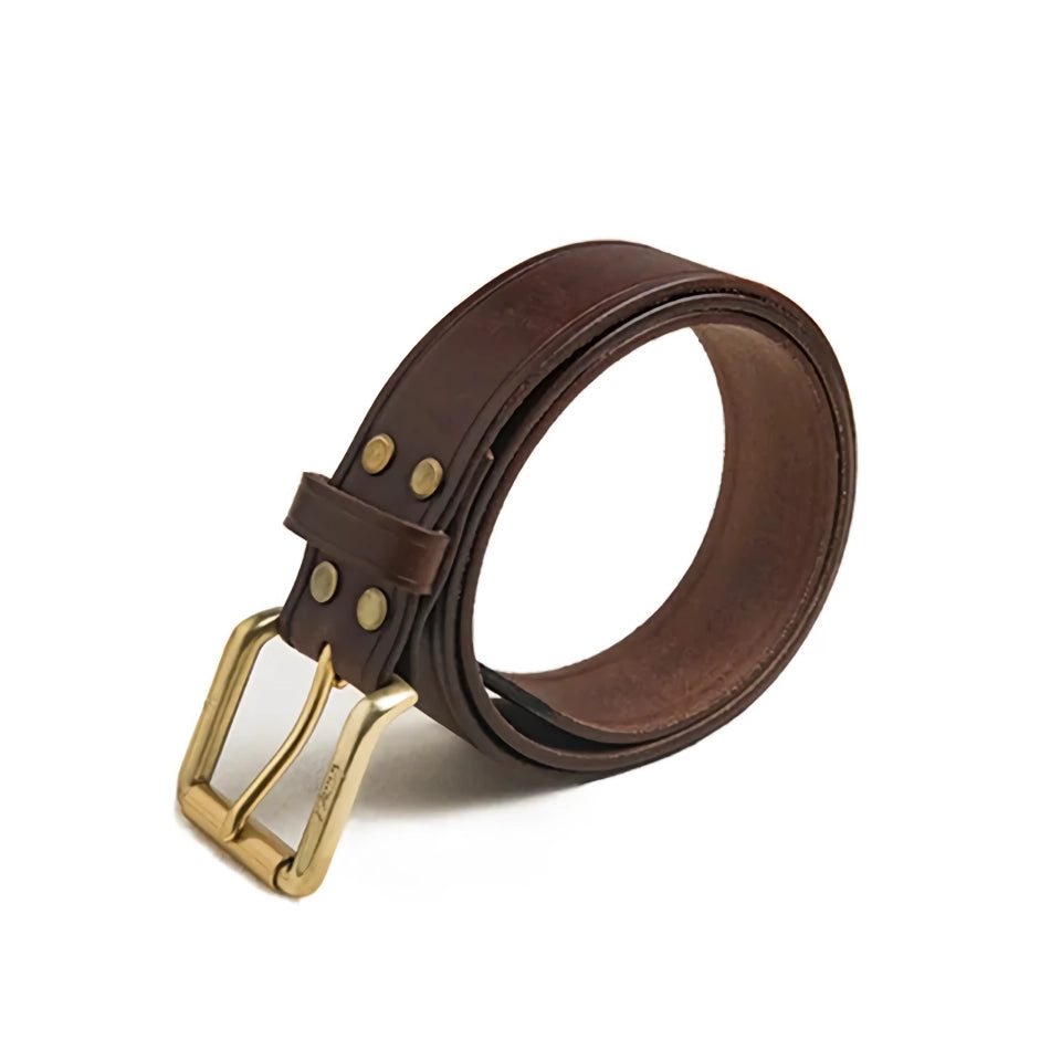 Genuine Leather Classic Pin Buckle Belt for Men - High Quality Coffee Strap