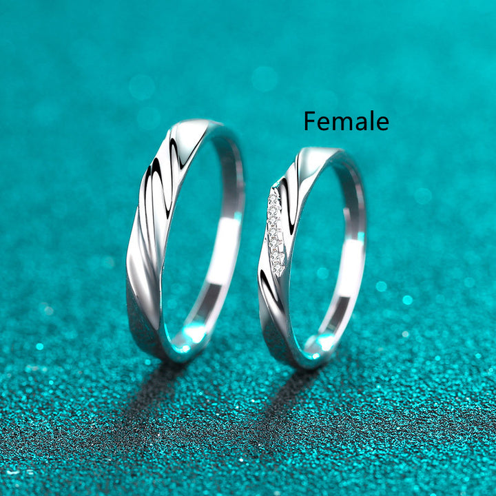 925 Sterling Silver Couple Ring Female