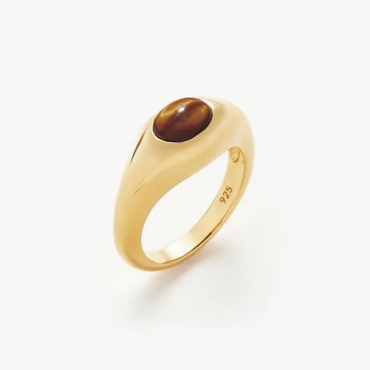 Simple Senior Sense Retro Gem 18K Gold Plated Couple Ring