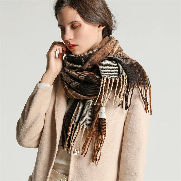 Elegant Cashmere-Feel Pashmina Shawl Wrap with Tassel