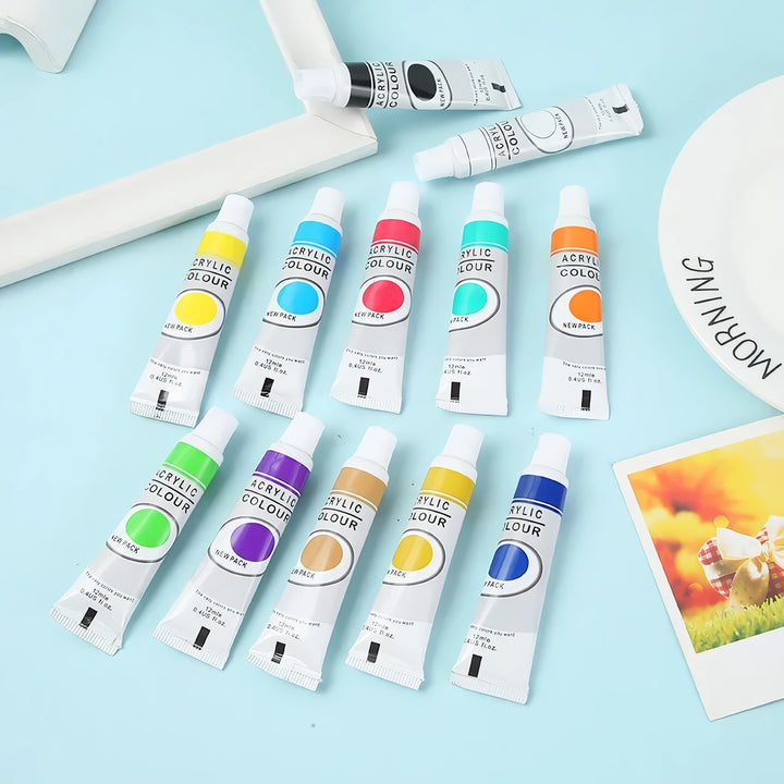 12-Color Gouache Paint Set 12ml - Portable & Vibrant Paints for Artists