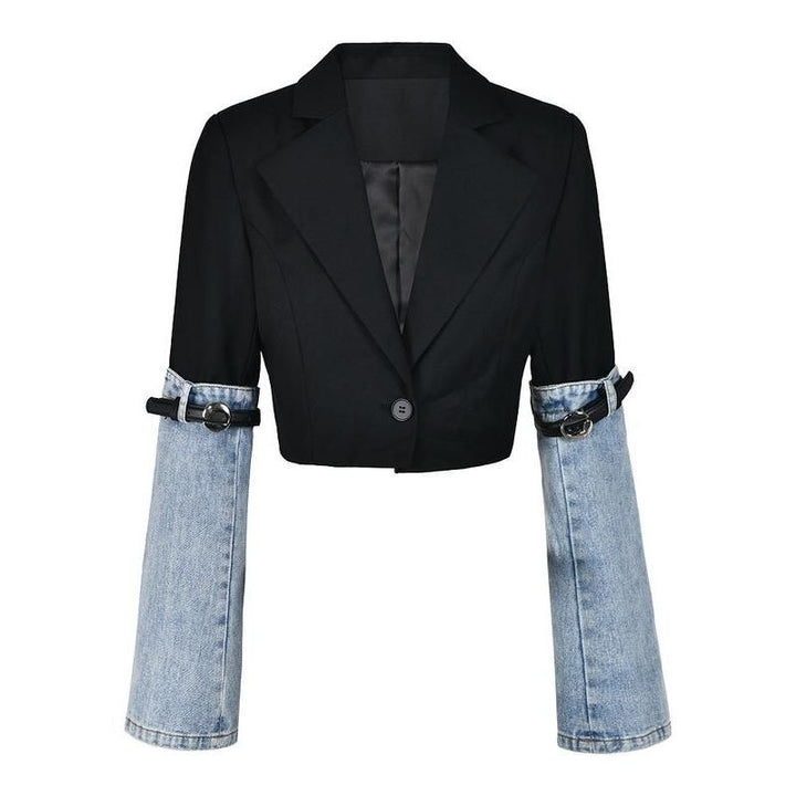 Chic Denim Patchwork Blazer