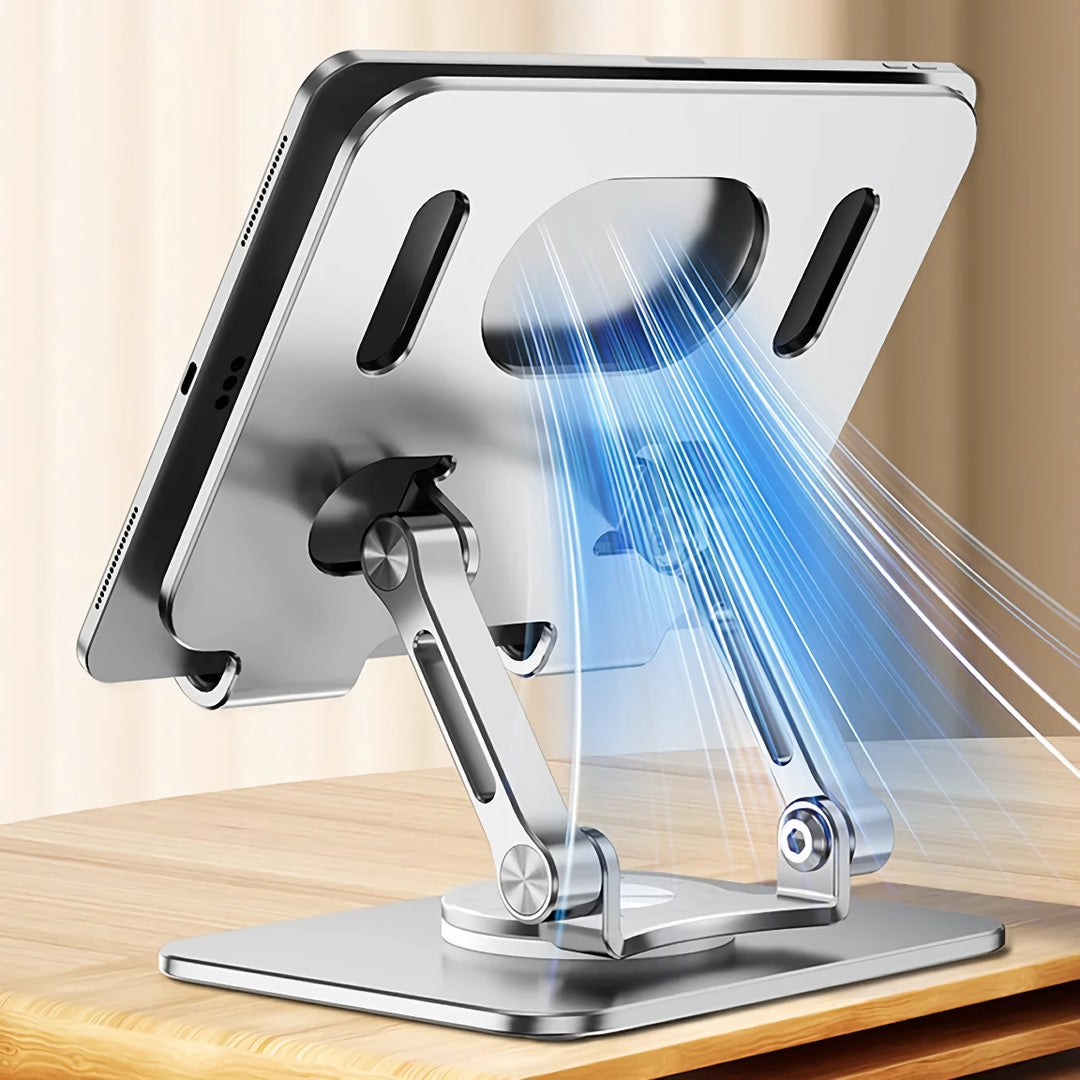 Adjustable 360° Rotating Tablet and Phone Stand - Aluminum Alloy, Foldable, Universal Compatibility