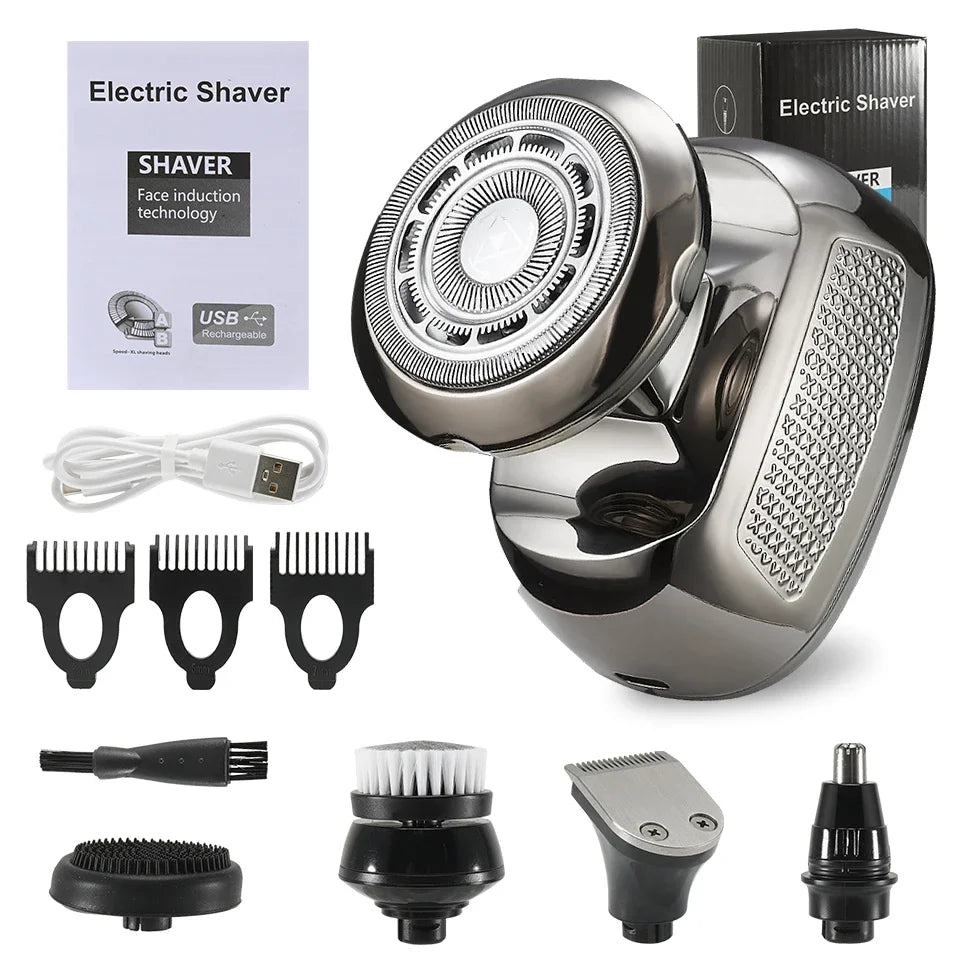 5-in-1 Men's Electric Shaver & Trimmer – Head, Beard, Nose, and Face Grooming with Type-C Charging