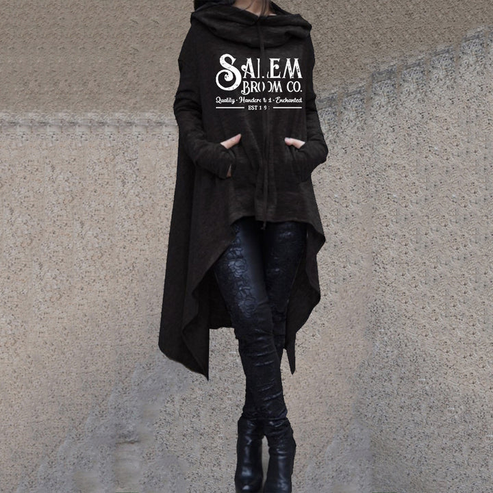 Autumn And Winter Mid-length Long Sleeve Large Size Irregular Hooded Sweater Casual Top