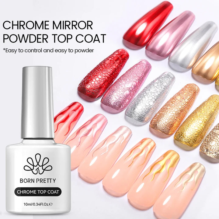 Chrome-Mirror Top Coat - Transparent Nail Gel for Stunning Shine