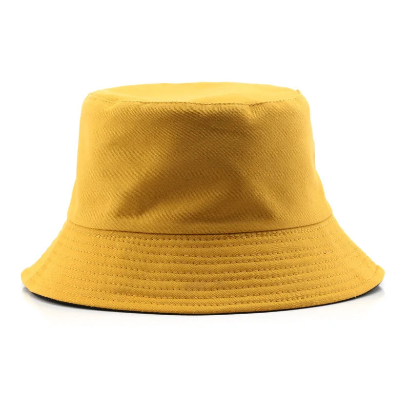 Classic Cotton Black Reversible Bucket Hat – Casual Sun Cap for Outdoor Adventures