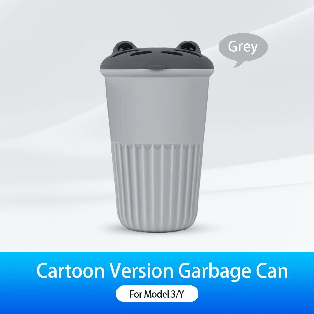 Compact Silicone Car Trash Bin for Tesla Model 3/Y/S/X - Cartoon Design