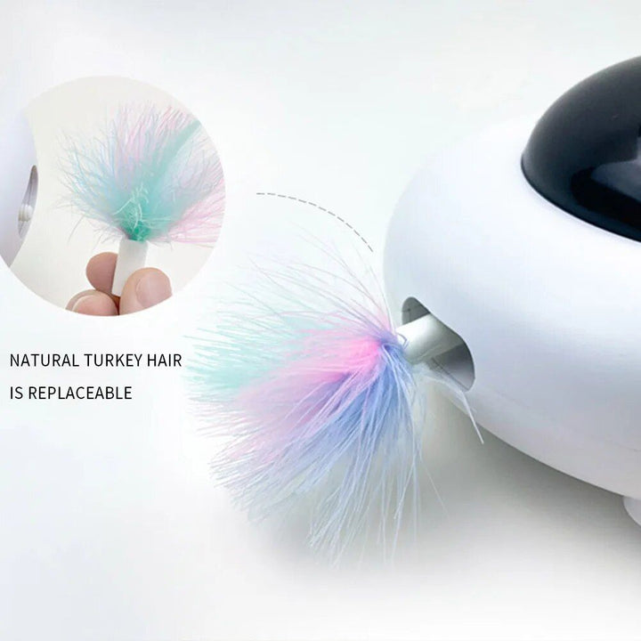 Interactive Electric Cat Teaser with Adjustable Feather Speed & Auto Navigation