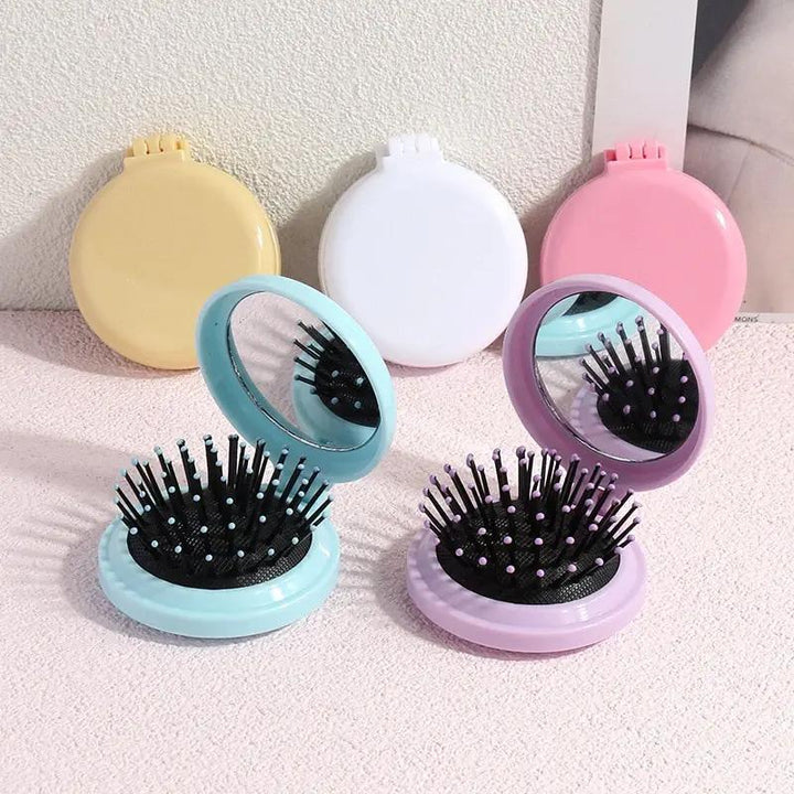 Portable Folding Hair Comb with Mirror