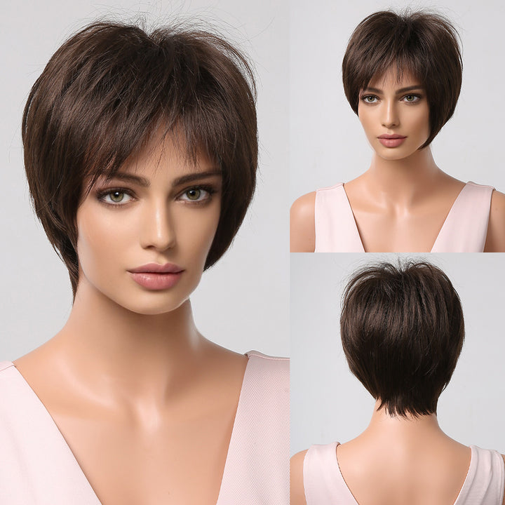 Wig Women's Short Hair Natural Full-head Wig Style