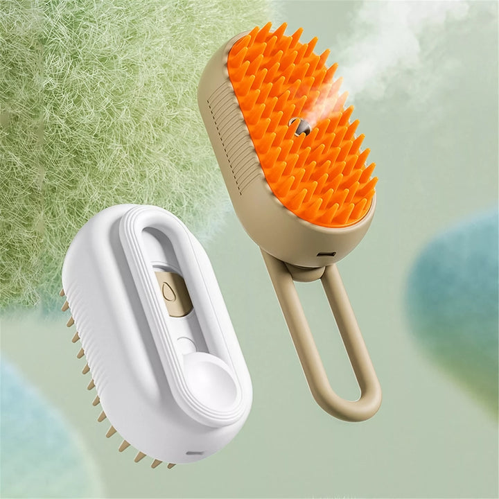 Pet Grooming Comb with Electric Spray and Soft Silicone Brush