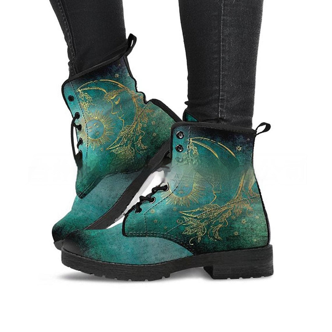 Women's Printed Cartoon Lace-up High-top Leather Boots