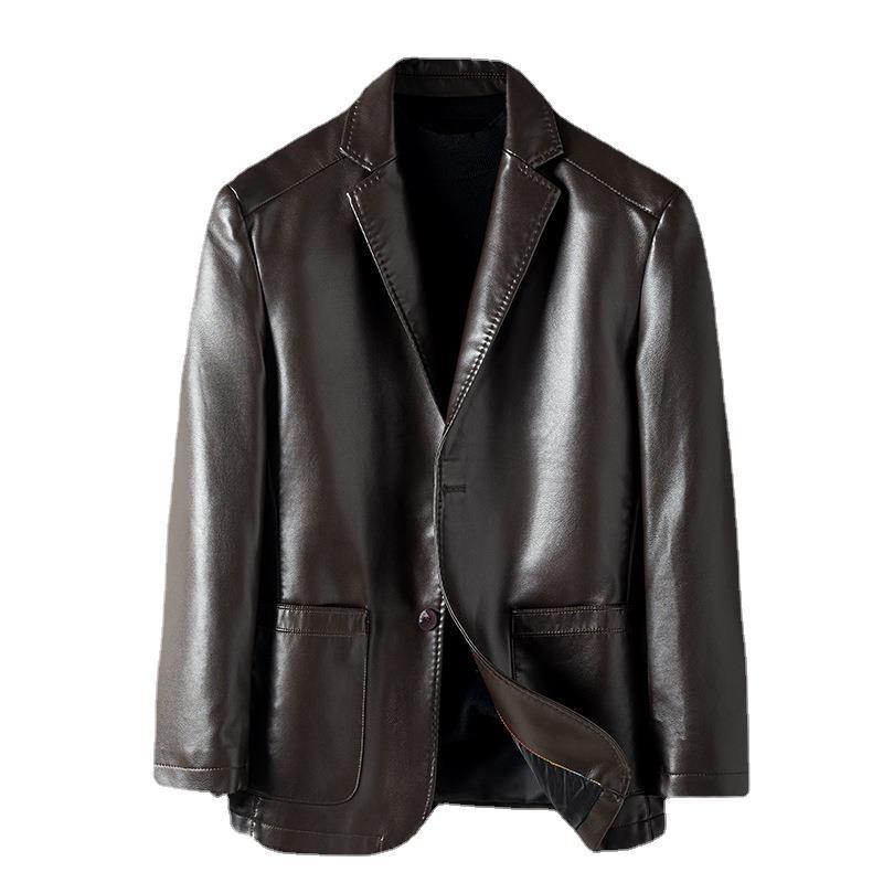 Sheepskin Suit Collar Men's Autumn And Winter Leather Jacket