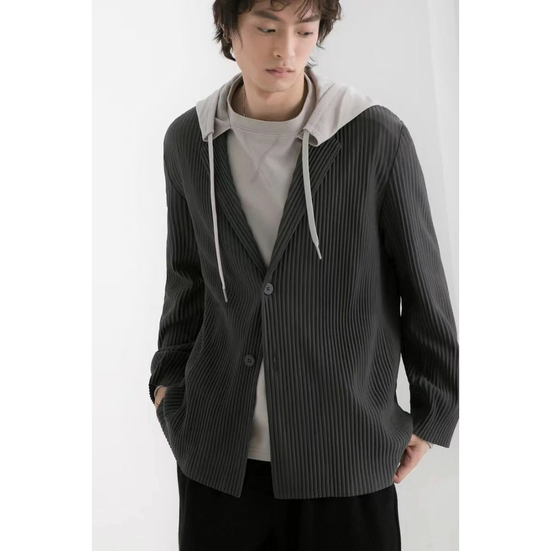 Men's Slim Fit Pleated Blazer