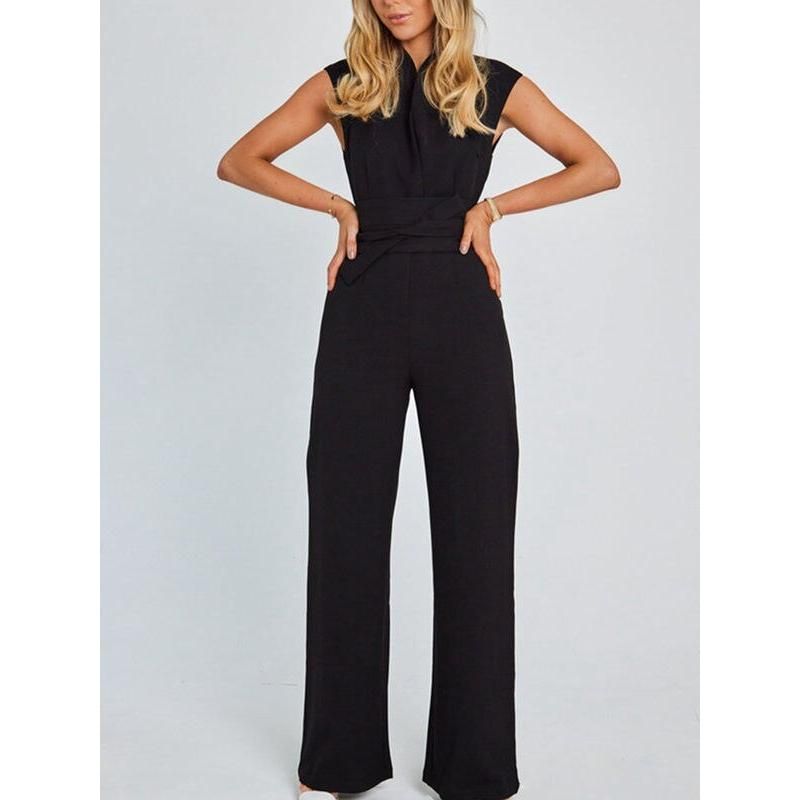 Elegant V-Neck Sleeveless Wide-Leg Jumpsuit