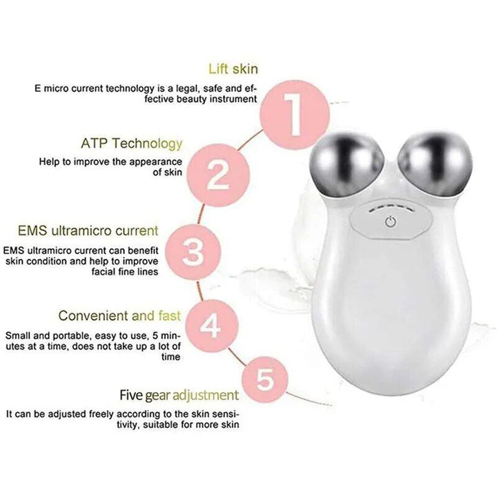 5-Gear Rechargeable Face Massager: Electric Micro-Current & 3D EMS Firming Technology