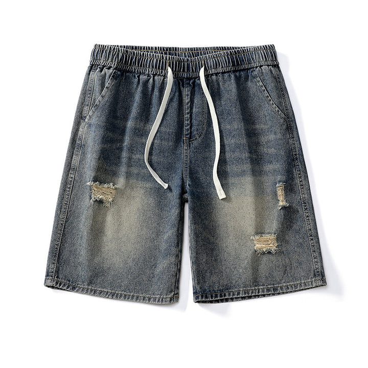 American Washed Make Old Ripped Denim Shorts Men