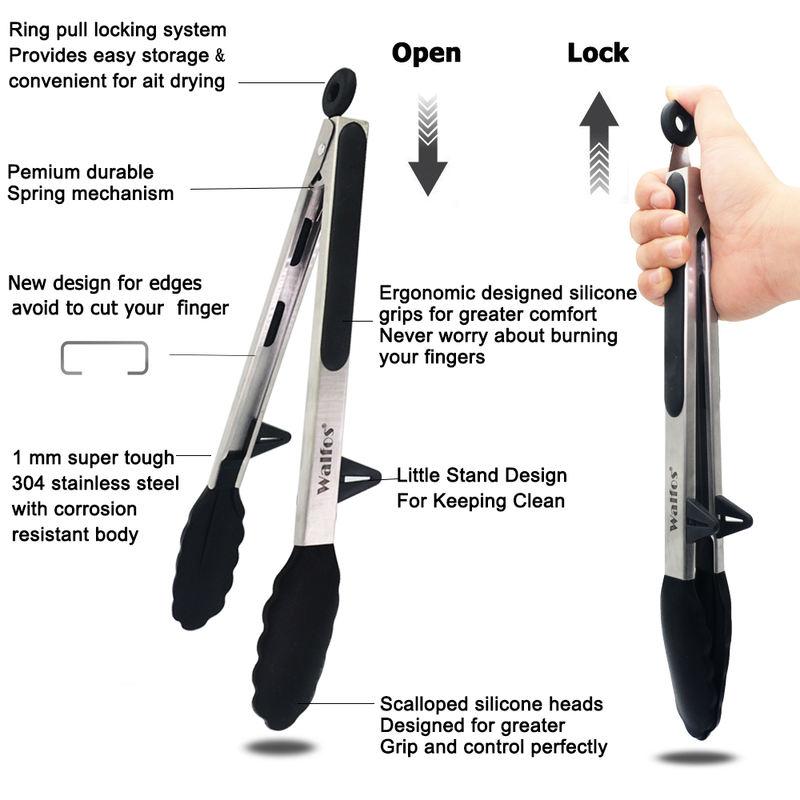 Premium Silicone Kitchen Tongs Set