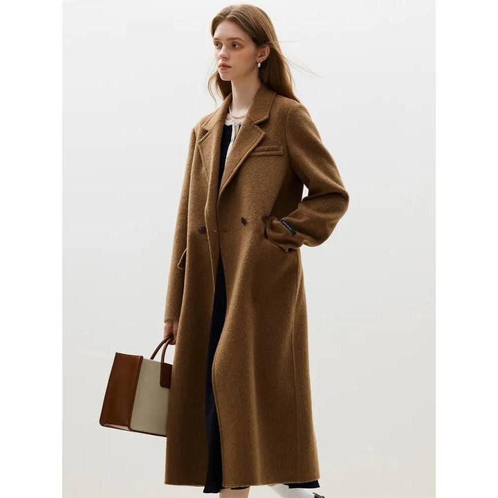 Camel Hair Long Woolen Coat for Women