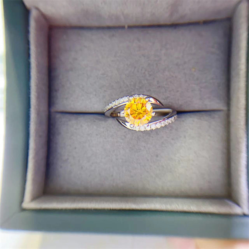 Moissanite Ring Color Yellow Diamond Platinum Jewelry