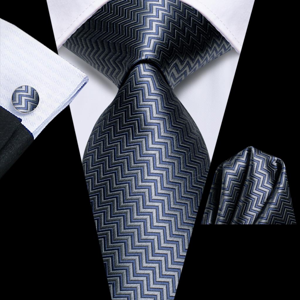 Elegant Grey Silk Tie Set for Men