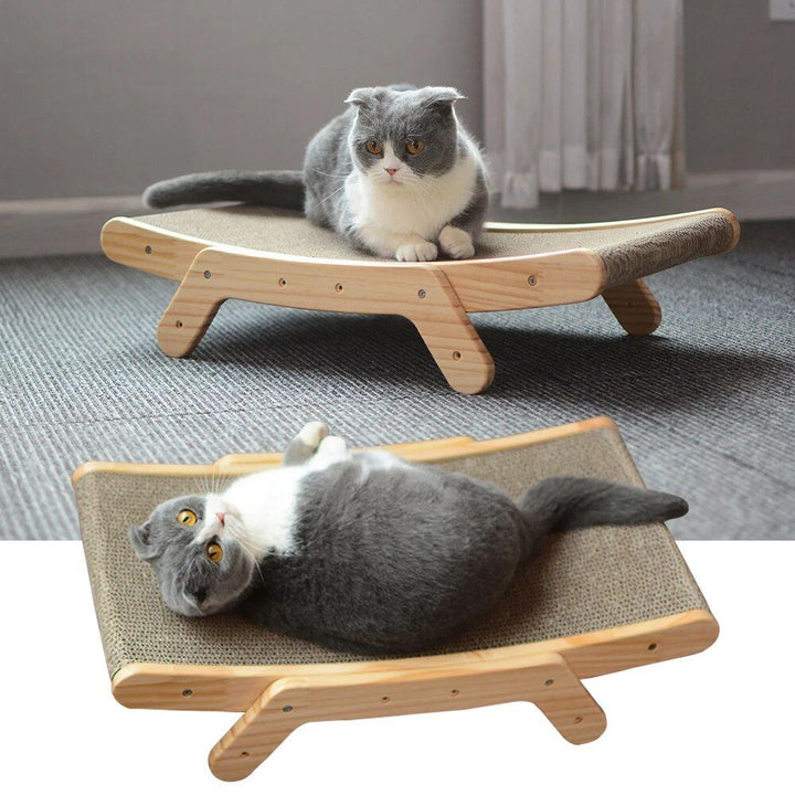 Multi-Functional Wooden Cat Scratcher & Lounge Bed