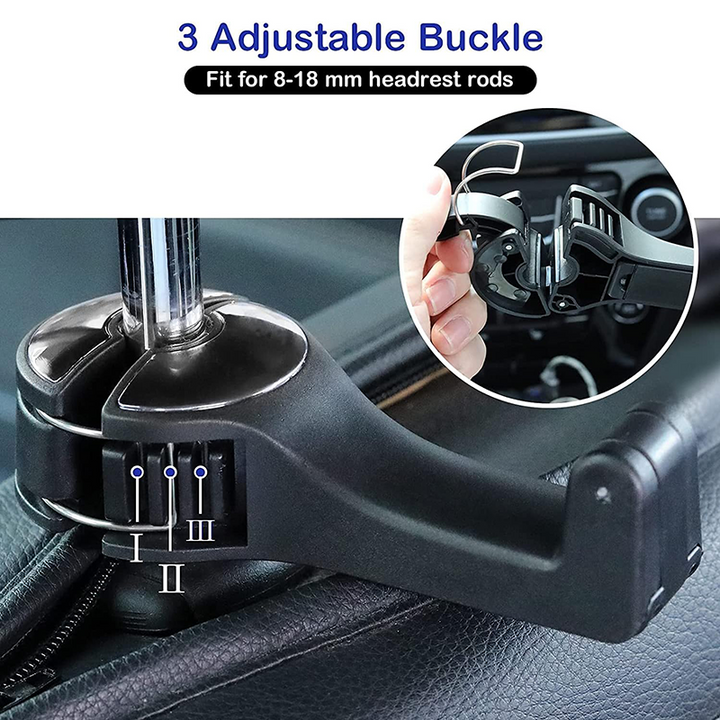 2-in-1 Car Hook and Phone Holder for Headrest – Multi-functional Backseat Organizer