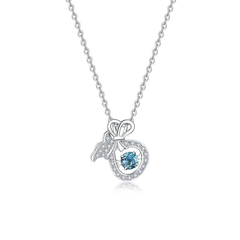 Women's S925 Sterling Silver Natural Topaz Necklace