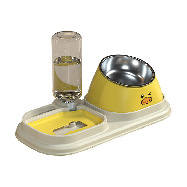 2-in-1 Automatic Pet Water Dispenser & Slow Food Cat Bowl