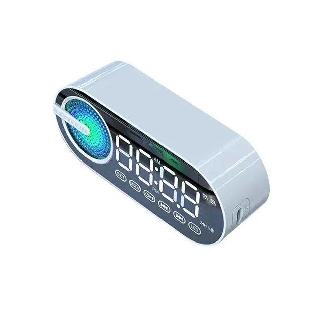 Wireless Bluetooth Speaker with LED Mirror Digital Alarm Clock & RGB Display