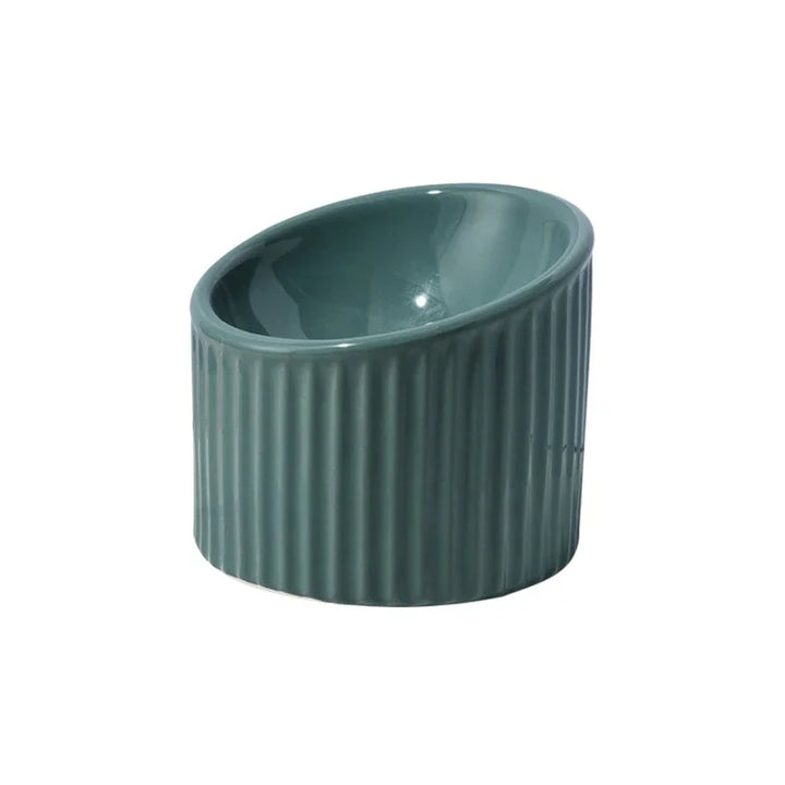 Elevated Ceramic Striped Pet Water Bowl