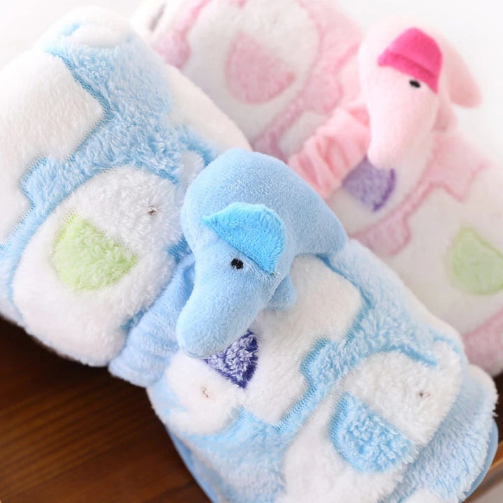 Cute Elephant Cartoon Baby Blanket