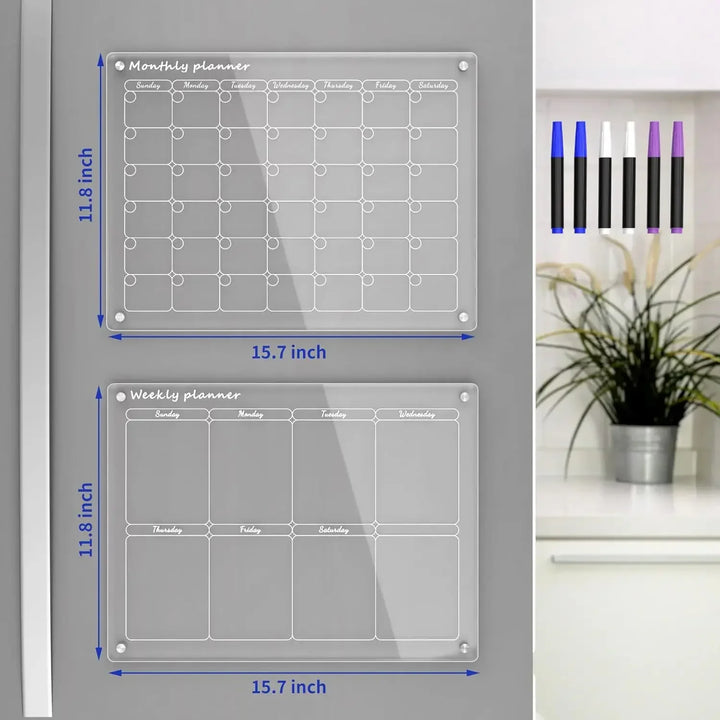 Clear Acrylic Magnetic Fridge Calendar Board