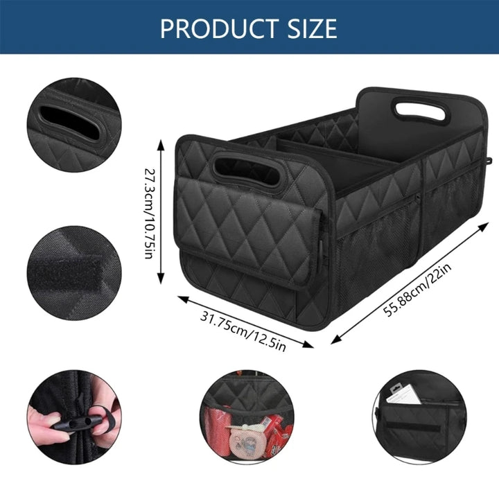 Foldable Car Trunk Storage Organizer with Adjustable Dividers