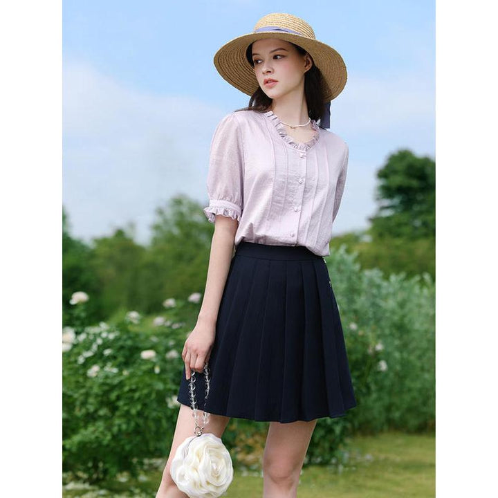 Summer Elegance V-Neck Chiffon Blouse