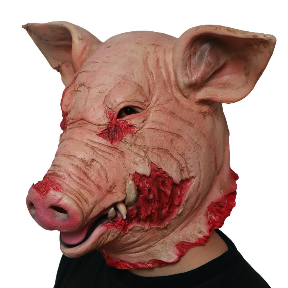 Halloween Horror Latex Rotten Face Pig Head Mask