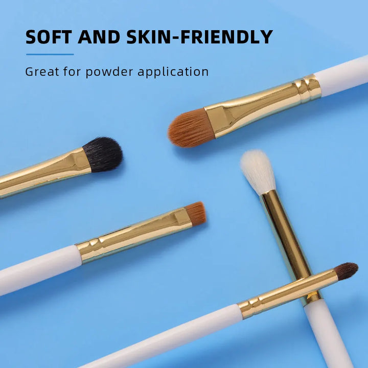 White Eyeshadow Brush Set – Soft Natural Goat Hair Makeup Brushes