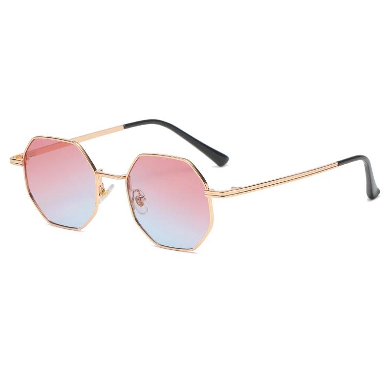 Women Retro Polygonal Metal Sunglasses