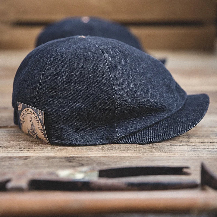 Oversized Denim Newsboy Cap for Men