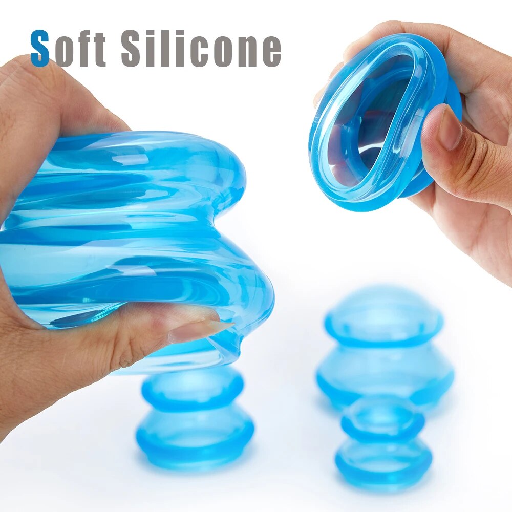 Silicone Cupping Set for Slimming Body & Face Massage - Vacuum Suction Jars