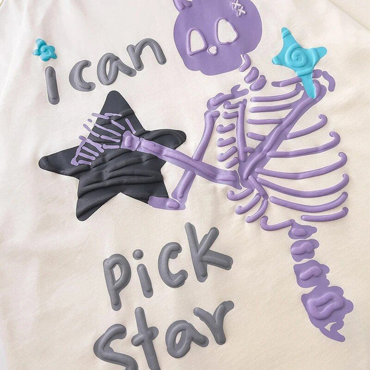 Skull Skeleton Star Graphic T-Shirt