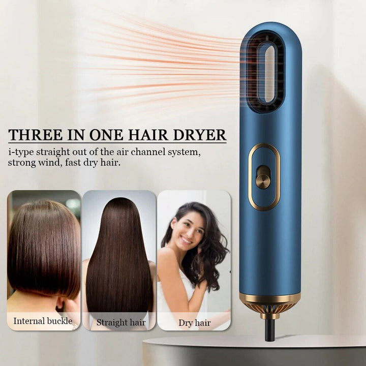 Compact 3-in-1 Anion Hair Dryer with Straightening Comb and Overheat Protection