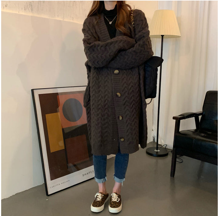 Mid-length Sweater Female Baggy Coat