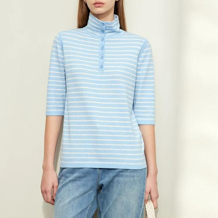 Spring Elegance Striped Wool Blend Sweater