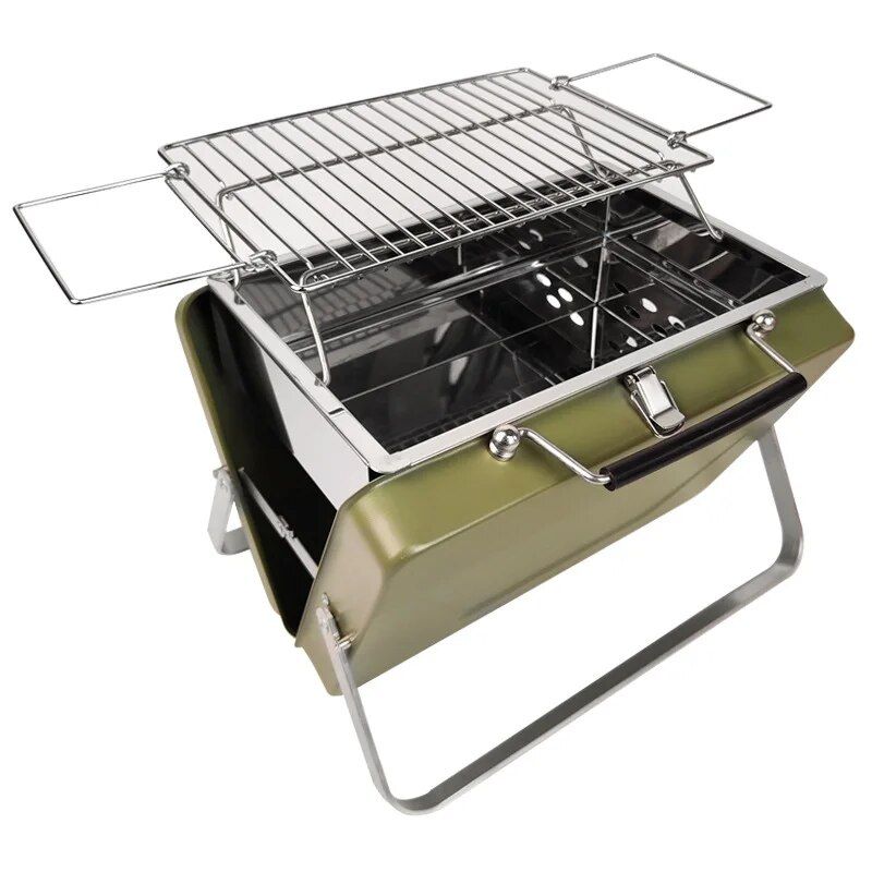 Compact Stainless Steel Folding Brazier Grill – Perfect for Camping and Outdoor BBQ