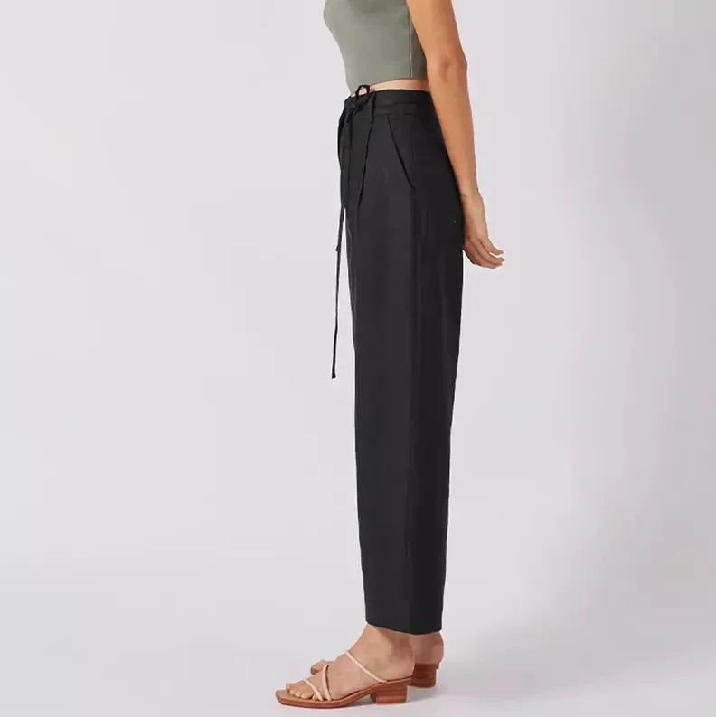 Elegant High-Waist Korean Style Office & Streetwear Linen Trousers