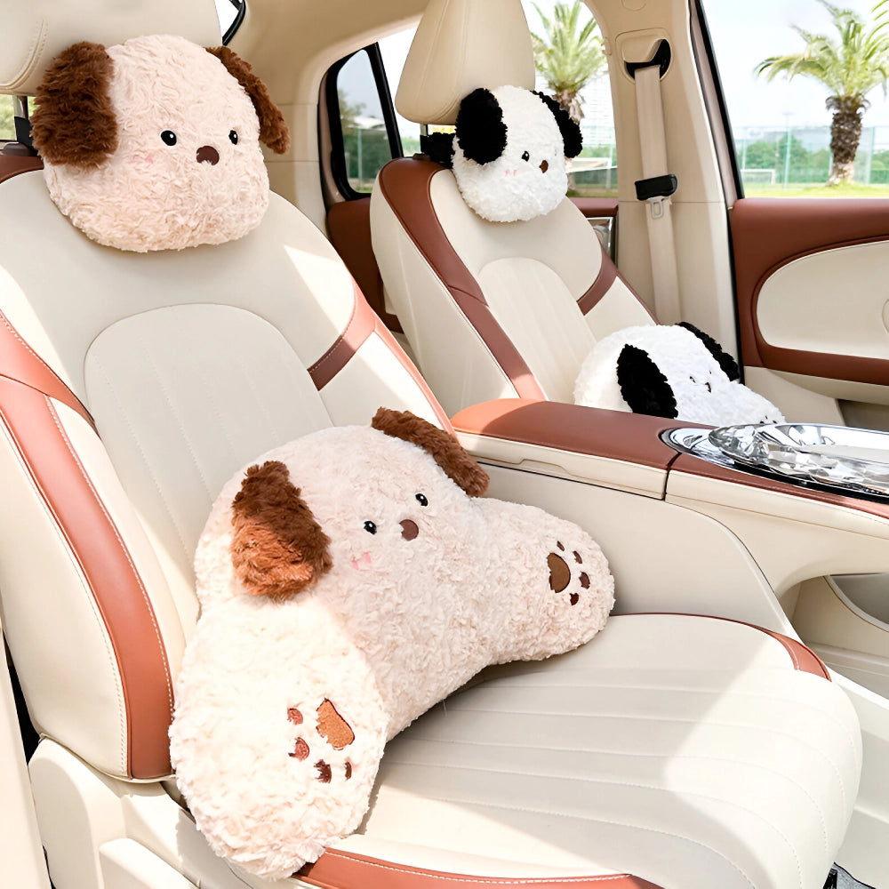 Cartoon Animal Car Neck and Lumbar Support Pillow Set